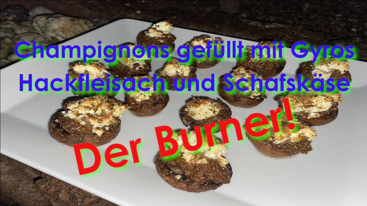 Champignons mit Gyros Hackfleisch und Fetakäse - Jens Outside Cooking